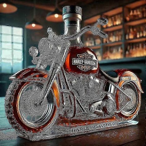 Whiskyflasche in Motorradform – 3D-gravierte Glaskaraffe, einzigartiges Geschenk für Männer, Väter, Ehemänner und Hausbar-Liebhaber (1/4)