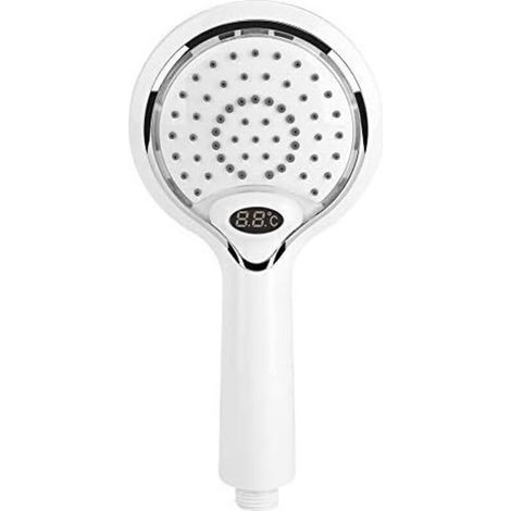 Pomme de Douche à LED de Poche 3 Couleurs changent à Eau, pommeau de Douche à LED avec Affichage numérique du capteur de température, pulvérisateur de Douche à Contrôle de température Blanc-Fei Yu (1/5)
