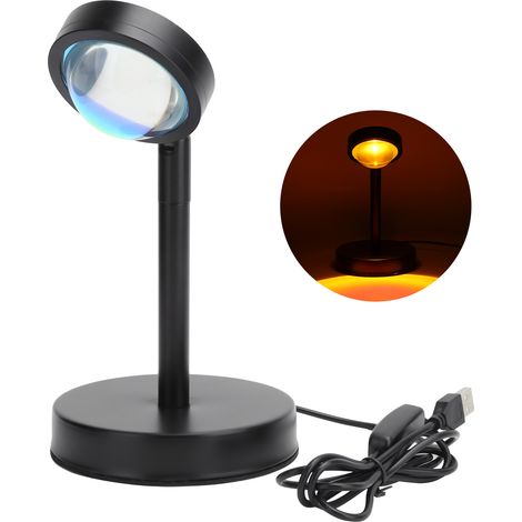 Lampe sur pied à projection de coucher de soleil rotative à 180° avec motif de coucher de soleil et alimentation USB (1/5)