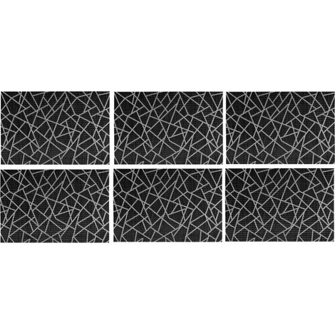 Lot de 6 sets de table craquelés - 45 x 30 cm - Noir - Livraison gratuite (1/2)