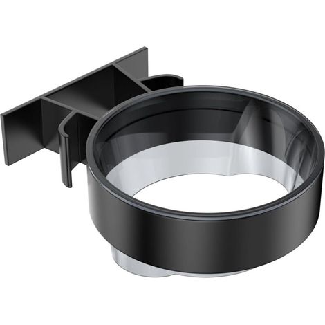 Wandhalterung für Haartrockner, aus Aluminium, ohne Bohren, für Badezimmer und Hotel (schwarz) (1/5)