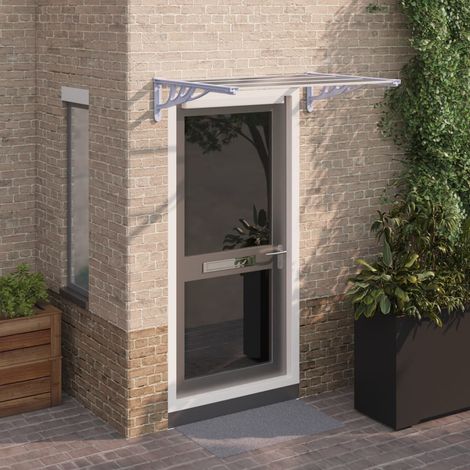 Auvent de porte Store extérieur Marquise Brise-soleil Gris et transparent 122x90 cm Polycarbonate XRYJX772739 XEJZT954298 (1/5)