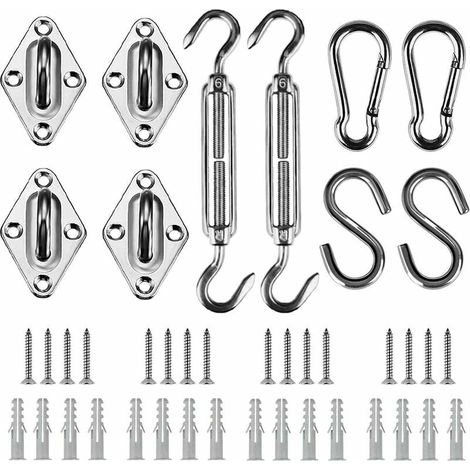 Sonnensegel-Befestigungsset, 42 Teile Edelstahl-Hardware für die Installation von rechteckigen und dreieckigen Sonnensegeln, 15–22 cm (1/5)