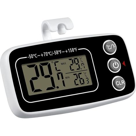 Wasserdichtes Kühlschrank-/Gefrierschrankthermometer mit Haken, Maximal- und Minimalwertaufzeichnungsfunktion, leicht ablesbar (1/5)