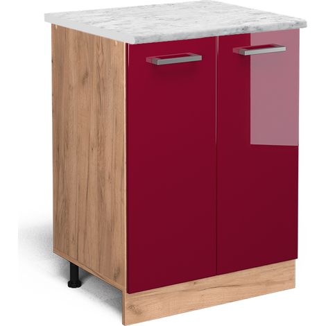 Mobiletto base cucina R-Line, Rosso bordeaux lucido, 60 cm PL Marmo, Vicco