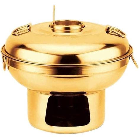 Marmite à Dorée: Acier, Compacte pour Repas Marmite Pot à Feu Portatif en Acier Inoxydable Doré 21x16cm pour Cuisson Individuelle et Événements (1/5)