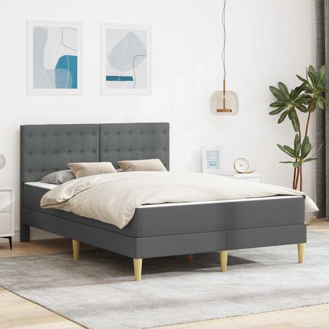 Bettgestell mit Matratze Dunkelgrau 120 x 190 cm Stoff