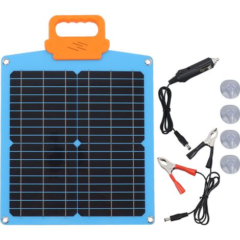 Panneau solaire portable 20W 18V monocristallin pour camping-car, randonnée extérieure, chargeur de batterie véhicule, alimentation électrique bleu (1/5)