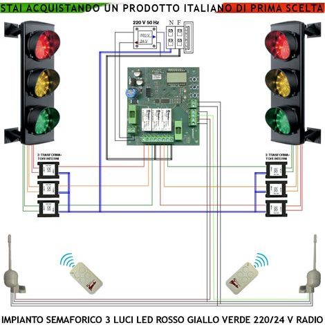 Semaforo Orientabili 24 Led Rossi Gialli e Verdi 230 V 50 Hz 3 W CE IP65 Funzioni Controllate da 2 Radioriceventi 2 Radiocomandi 433 MHz Tempi Regolabili da 3 a 240" Ingresso Uscita Veicoli dal Garage (1/5)