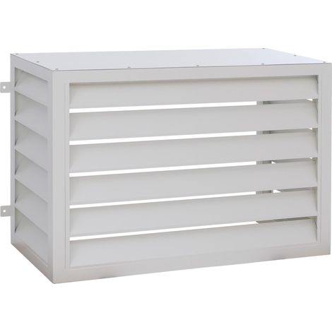 [NEUWERTIG] Verkleidung für Klimaanlage/Wärmetauscher HHG-565, Abdeckung Schutzgitter, Metall 70x104x50cm grau-weiß