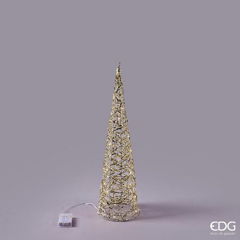 EDG Enzo De Gasperi Albero di Natale Led Intreccio Cono 30 MicroLed H 60 Cm D 16 Cm IP20 Gold