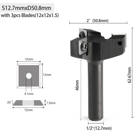 Rabot à trois lames, un outil de finition de surface de qualité professionnelle, adapté au lissage et au nivellement (S12mmD50.8mm).