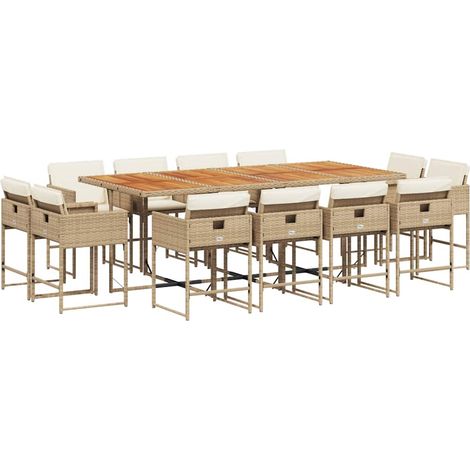 Maison Exclusive - Set da Pranzo da Giardino 13 pz con Cuscini Beige in Polyrattan