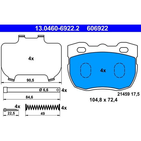 Kit de plaquettes de frein, frein à disque ATE 13.0460-6922.2 LAND ROVER RTC5756