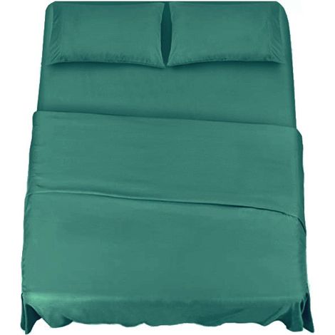 KLULK Set Lenzuola Completo Letto Matrimoniale Ottanio, Lenzuolo Sotto Con Angoli + Lenzuolo Sopra + 2 Federe (1/5)