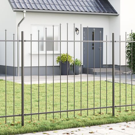Gartenzaun Grau 680 x 150 cm Pulverbeschichteter Stahl vidaXL (1/5)