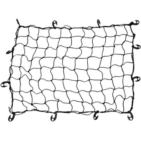 Stück Autodachnetz, Gepäcknetz, Sicherheitsnetz, flaches Gepäcknetz, Haken-Gurt-System (Schwarz), 120 x 90 cm-120X90cm-Black (1/3)
