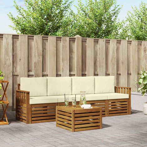 Sofagarnituren 5 pcs Natur und Creme Massivholz Akazie (1/5)
