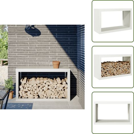 Portant de bois de chauffage blanc 100x40x60 cm acier - Support De Bois De Chauffage - Supports De Bois De Chauffage - Magasin De Bûches - Stockage De Bûches (1/5)