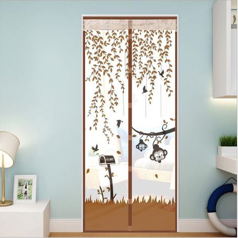 (90 x 210 cm, marrón)Mosquitera magnética para puerta - Cortina de malla - Para mantener alejados a los insectos