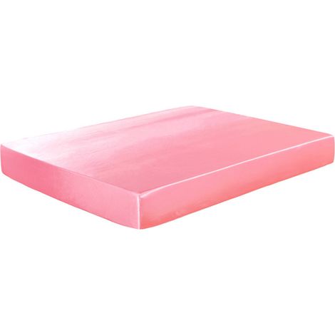 Sábana bajera ajustable de poliéster de alta calidad, suave y sedosa, con funda nórdica elástica (tamaño individual, rosa). (1/5)