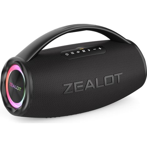 Enceinte Bluetooth Puissante 80W Haut Parleur sans Fil avec Lumière LED, Basses Puissantes, EQ, Autonomie de 12 hrs, Bluetooth 5.2, IPX6, AUX, TF Carte, TWS, Enceinte Portable pour Exterieur (1/5)