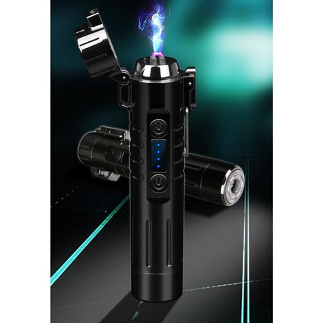 Rasoir automatique multifonction rechargeable avec briquet et tondeuse à barbe rouge (1/5)