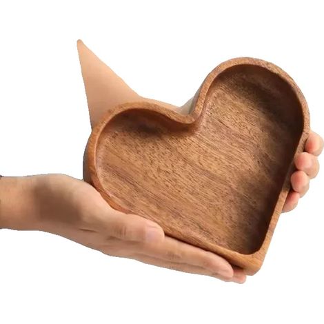 Scatola porta dessert a forma di cuore, robusta struttura in legno, 1 pezzo (1/2)