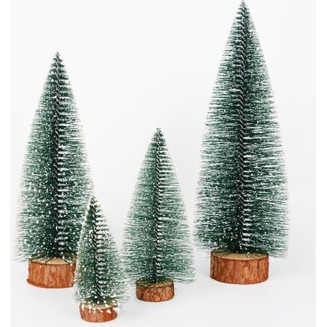 Lot de 4 Mini Sapin de Noel Decoration Petit Arbre Artificiel Deco Table Noël Décoration Table Noel Miniature Figurine Sapin Déco Decoratif pour Village de Noël (1/5)