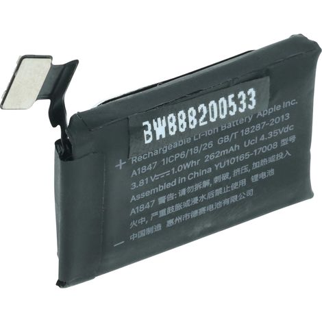 vhbw Batterie compatible avec Apple Watch série 3 GPS 38mm smartwatch montre connectée bracelet fitness (260mAh, 3,81V, Li-polymère)