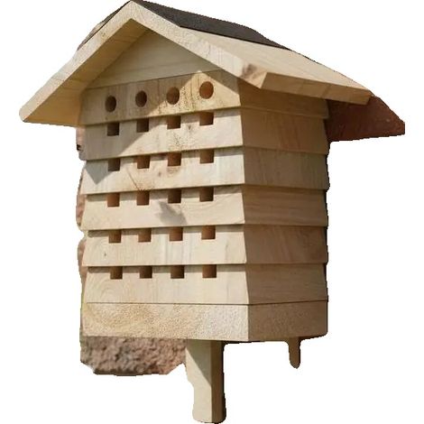 Hotel para abejas, madera maciza de abeto, diseño resistente a la intemperie, Braun (1/2)