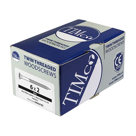 TIMCO Twin-Threaded Countersunk Silver Woodscrews - 8 x 5/8