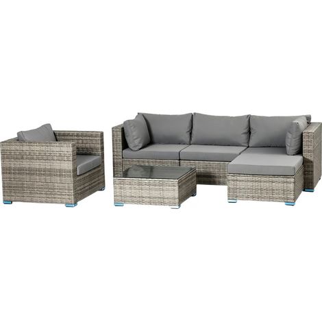 Conjunto de jardín modular de 5 plazas de resina trenzada PEANA