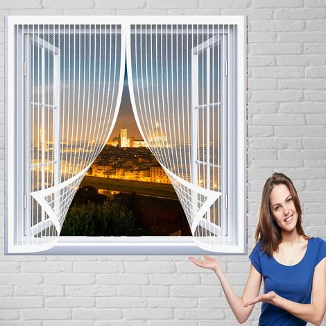 Moustiquaire Magnetique Fenetre 88 x 170 cm Moustiquaire Porte Fenetre Sans Poinçon Pou Aimantée Moustiquaire pour Fenêtres Porte, Blanc (1/5)