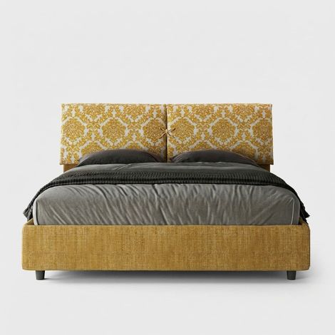 Contenedor cama matrimonio 160x190 tela Mados Giada Agata - Amarillo