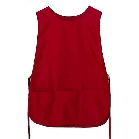 Tablier de travail sans manches, 2 poches avant, résistant aux salissures, idéal pour les chefs et les femmes. Haute qualité, rouge. (1/4)