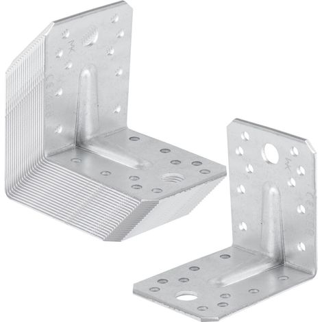 SOTECH 20er Set Bauwinkel Winkelverbinder 90° Materialstärke 2,5 mm Schwerlastwinkel aus feuerverzinkter Stahl Eckwinkel Stahlwinkel mit Sicke (Verstärkung) 70 × 70 × 55 mm (1/5)