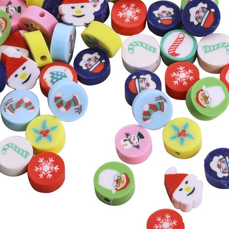 Perles En Argile Polymère - Thème Noël - Pour Fabrication De Bracelets Colliers Et Accessoires Cheveux - Lot De 100 Pièces (1/5)