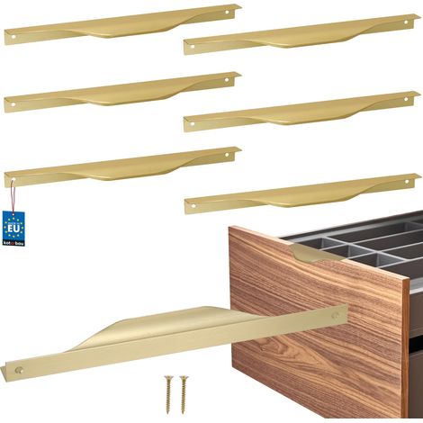 Tiradores para muebles KOTARBAU® Modern Edge de aluminio color oro mate, 256/276 mm, juego de 6 unidades