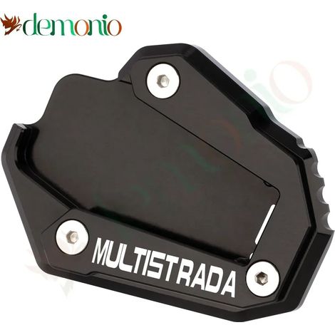 (Multistrada - Noir) Accessoires moto compatibles avec Ducati Monster 1200, Monster 1200R/S et Monster 821 : rehausseur de béquille latérale, plaque d'extension de béquille Maxpower (1/4)