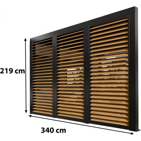 3 Veneziane in Alluminio Effetto Legno Pergola Bioclimatica Lato 3,6 m (1/4)