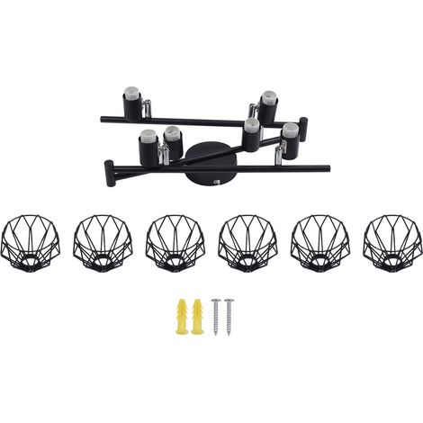 Support de pied de lampe rotatif à 6 têtes, pliable, noir, rail 85-265V pour ampoules E14