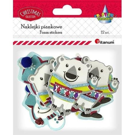 Adesivi natalizi 3D TITANUM - Babbo Natale, renna, pupazzo di neve