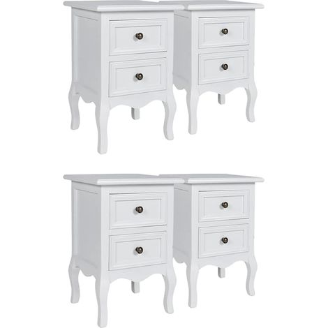 Maison Exclusive - Nachttische 4 Stück mit 2 Schubladen Weiß MDF