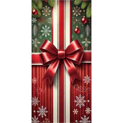 Rideau De Porte De Noël - 90 X 180 Cm - Tissu Polyester Et Spandex - Pour Porte D Entree Mur Interieur Ou Table - 1 Unite (1/5)