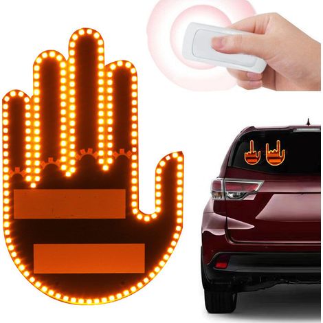 Doigt Lumineux Voiture Rigolo Avec Télécommande, Geste Majeur Panneau Colère Routière, Feu LED Amusant (1/5)