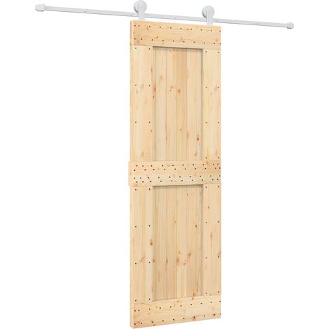 Sliding Door Natural and White 70 x 210 cm Solid Pine Wood vidaXL (1/5)