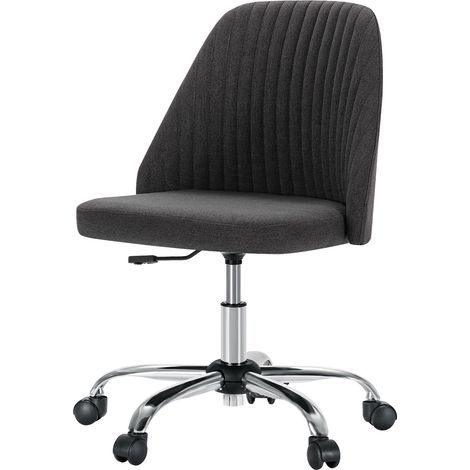 Chaise de bureau pivotante réglable sans accoudoirs en tissu noir (1/5)