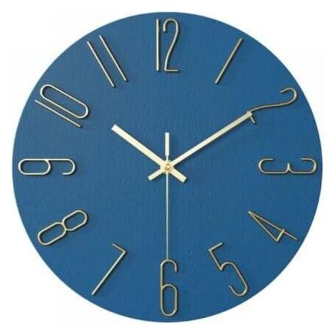 Wohnzimmeruhr, 30 cm (12 Zoll) Wanduhr mit goldenen und blauen Buchstaben