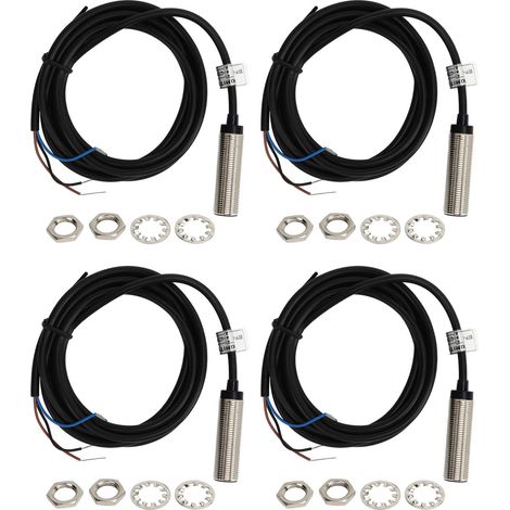 Packung mit 4 PNP 3-Draht-induktiven 12-mm-Näherungssensoren, normalerweise offen, IP67, berührungslos, 6–36 V DC (1/5)